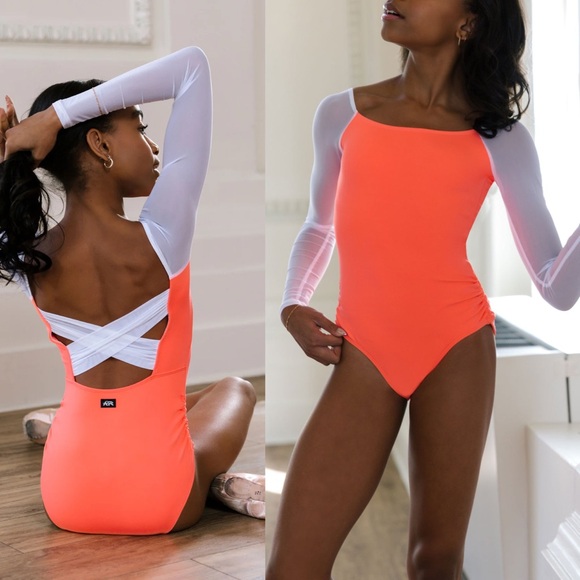 tiger friday Tops - NEW TIGER FRIDAY Virginia Leotard - Bright Coral White Premium Dancewear Medium